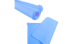 Blue waterproof silicone cat feeding mat, foldable and durable, dishwasher-safe for quick and easy daily clean-ups.