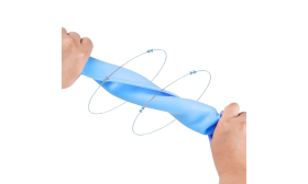 Waterproof silicone cat feeding mat in blue, strong and flexible, twists and folds easily for effortless cleaning.